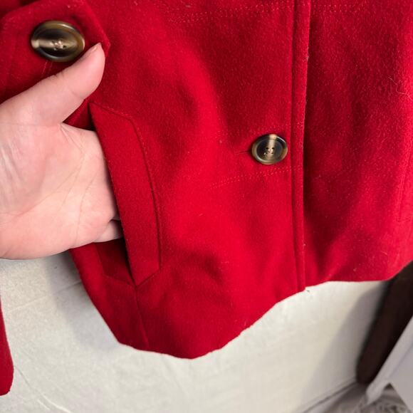 Gap Jacket Size M Red Wool Blend Long Sleeve Button Front  Pockets Warm Winter - Picture 5 of 12